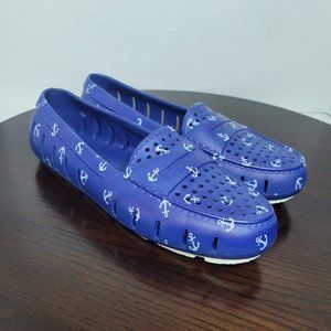 Floaters Posh Size 10 Blue Anchor Boating Driver Waterproof Loafers